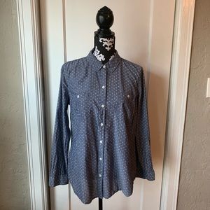 Old Navy Polka Dot Chambray Button Up Top Sz L